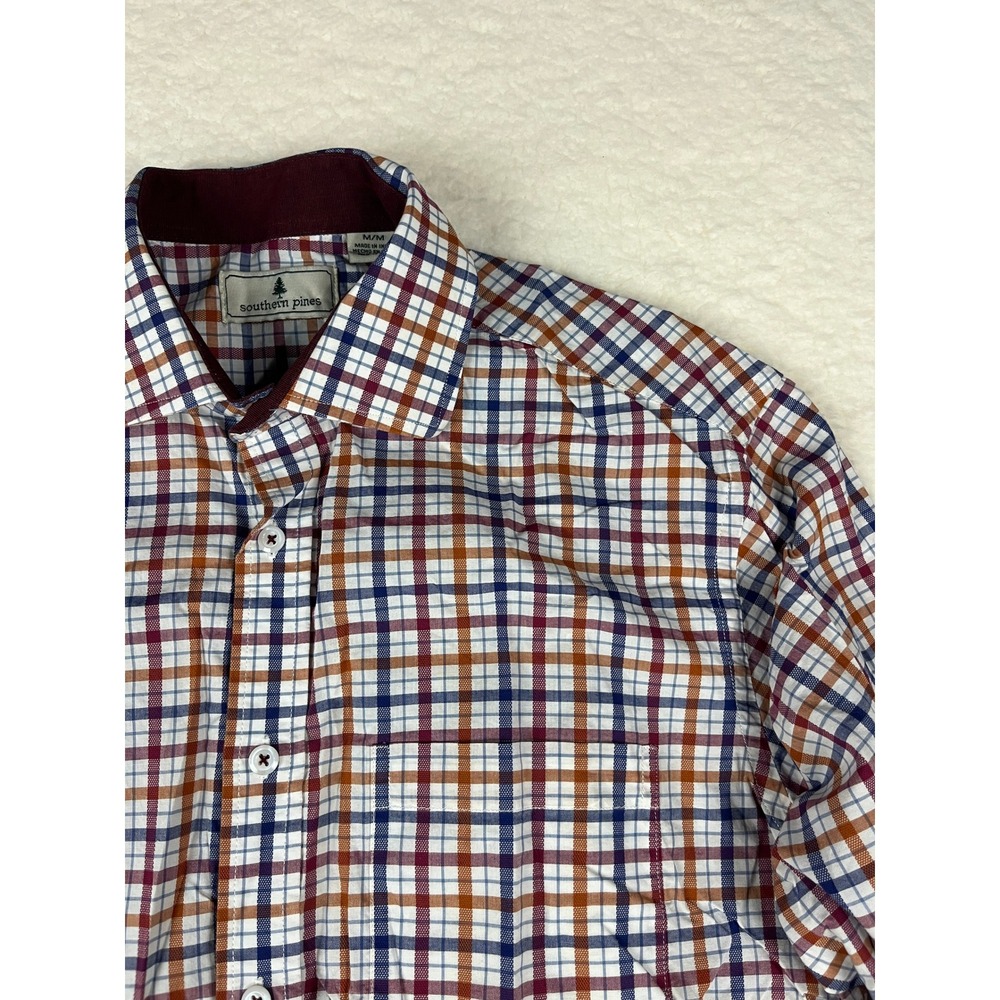 Southern Pines‎ Men's Plaid Long Sleeve Button Down Shirt M Medium Casual
